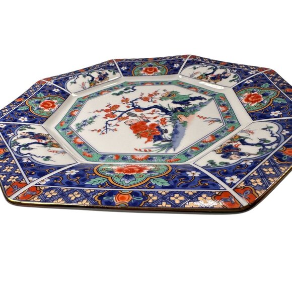 Japanese Cherry Blossom Vintage Porcelain Plate Octagonal 1930 Hand Painted - Picture 9 of 15